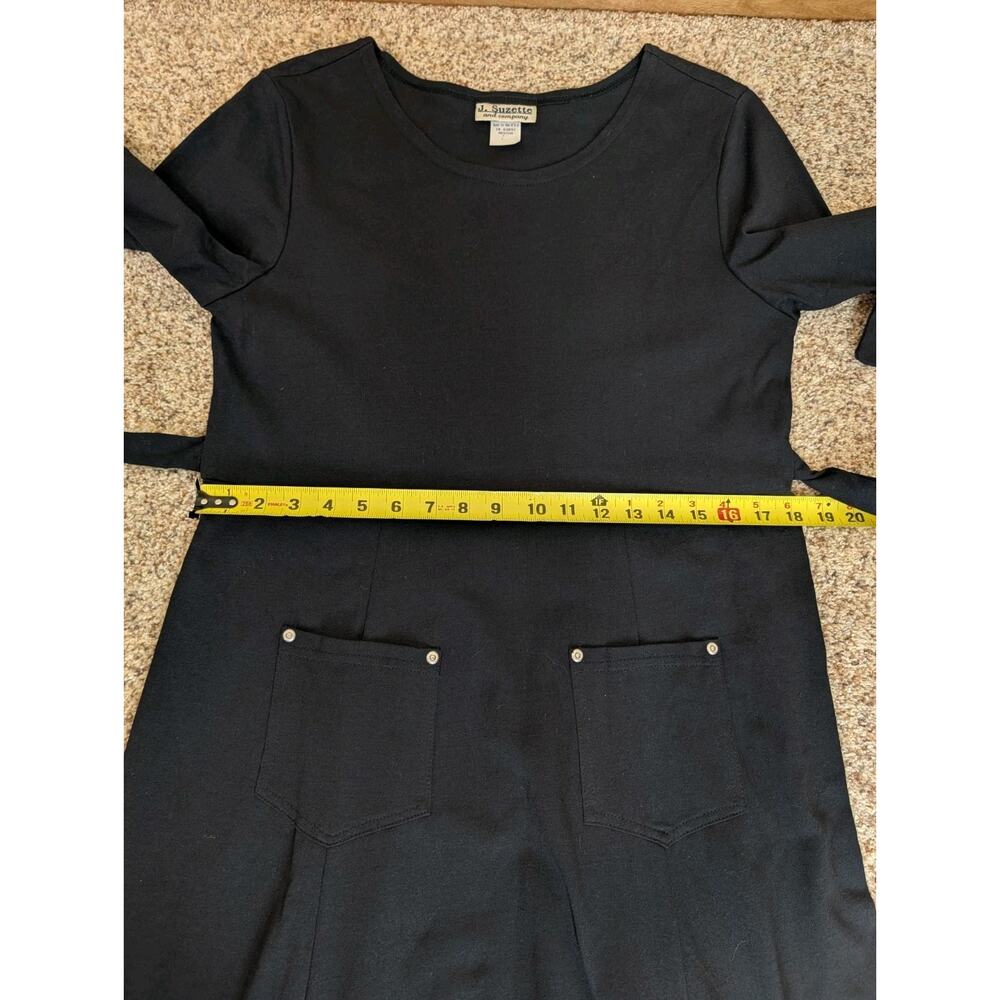 Vintage J. Suzette Black Cotton Maxi Dress Long Sleeve Pockets Lagenlook Size M - Picture 12 of 13